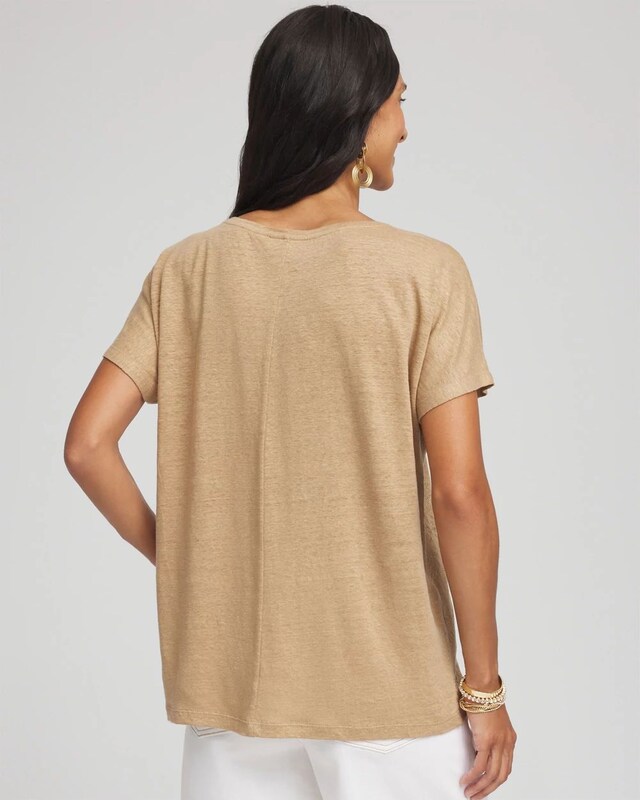 Geo Embroidered Linen Tee - image 3